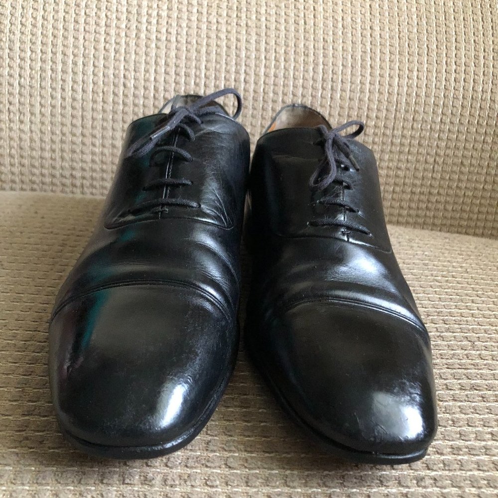 Gucci Men's Vintage  Black Leather Oxfords - Picture 2 of 15